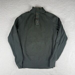 Peter Millar Sweater Mens Medium Olive Kitts Twisted 1/4 Button Wool Cotton